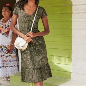 Boden Melissa jersey green and gold dress